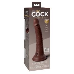   King Cock Elite 7- tapadótalpas, élethű dildó (18cm) - barna