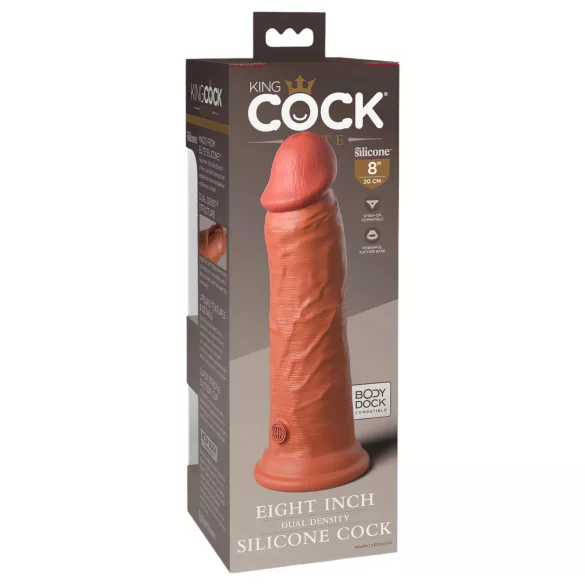King Cock Elite 8 - tapadókorongos dildó (20cm) - sötét natúr
