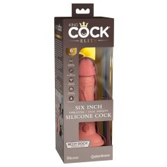   King Cock Elite 6 - tapadótalpas, élethű vibrátor 15cm (sötét natúr)