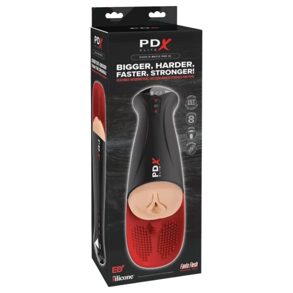 PDX Elite Fuck-O-Mat Pro XL - stimulált szívó rezgő maszturbátor (fekete)