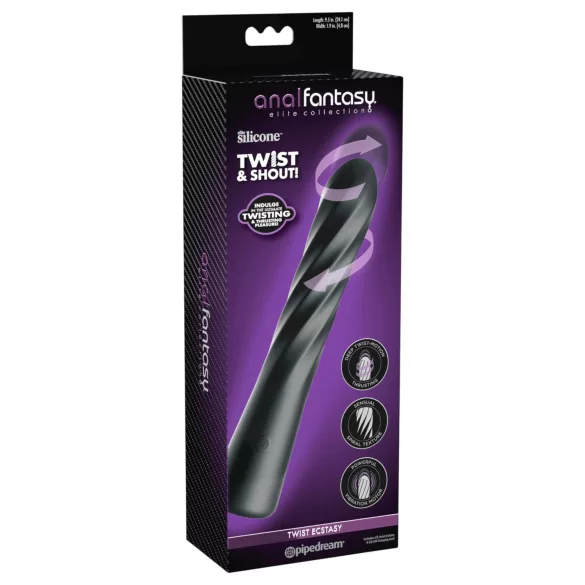 Anal Fantasy Twist Ecstasy - forgó-lökő anál vibrátor (fekete)