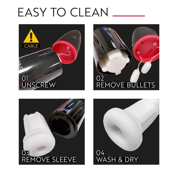 WYNE 02 - akkus, rezgő-szívó maszturbátor (fekete-fehér)