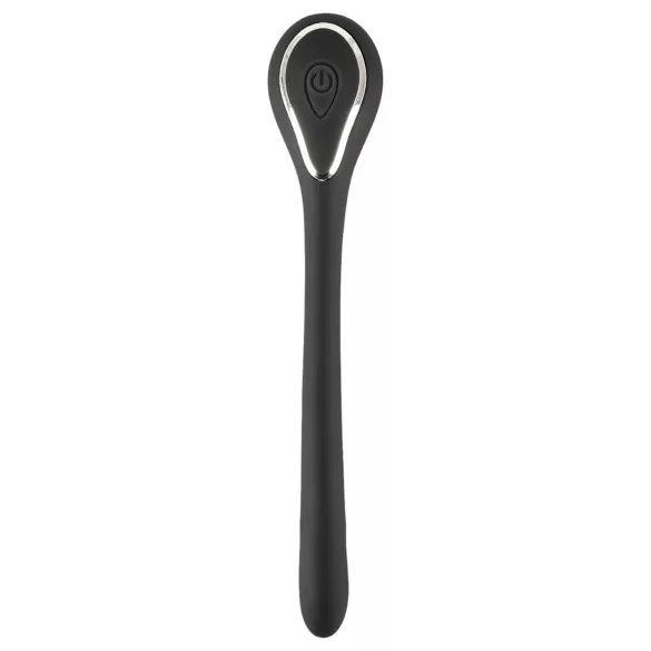 Penis Plug Dilator - akkus, vibrációs dilátor (1cm) - fekete