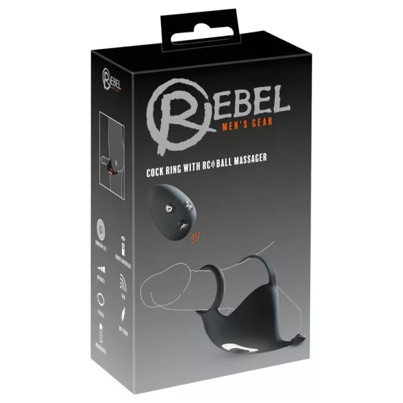 Rebel - akkus, péniszgyűrű és here vibrátor (fekete)