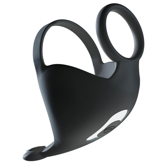 Rebel - akkus, péniszgyűrű és here vibrátor (fekete)