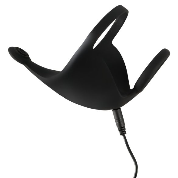 Rebel - akkus, péniszgyűrű és here vibrátor (fekete)