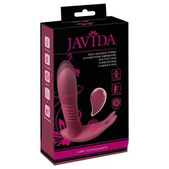 Javida RC - rádiós, 3 funkciós csikló vibrátor (piros)