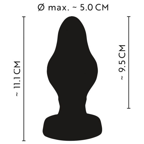 ANOS - szuperpuha, bordázott anál dildó - 5cm (fekete)