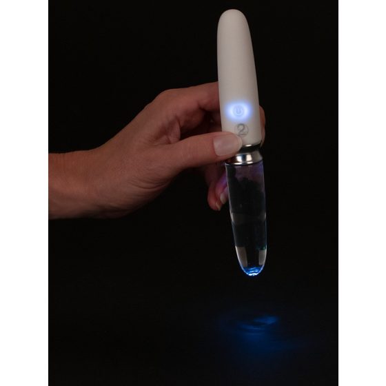 Liaison - akkus, szilikon-üveg LED vibrátor (áttetsző-fehér)