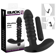 Black Velvets redős vibrátor - közepes (fekete)