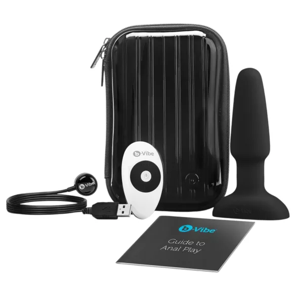 b-Vibe - forgó gyöngyös, akkus anál vibrátor (fekete)