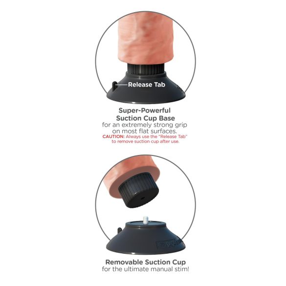 King Cock 10 tapadókorongos vibrátor (25 cm) - natúr