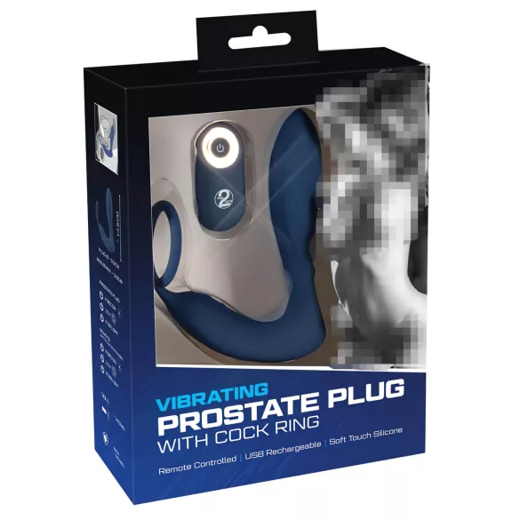 You2Toys Prostate Plug - anál vibrátor péniszgyűrűvel (kék)