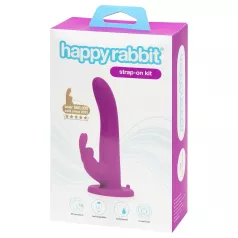   Happyrabbit Strap-On - nyuszis felcsatolható vibrátor (lila)