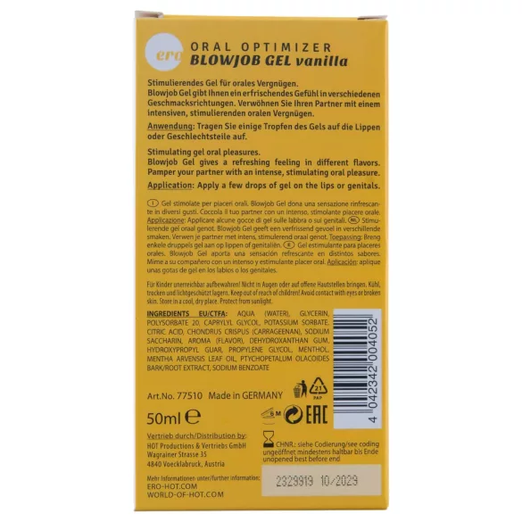 HOT - Blowjob Gel - orál síkosító gél - vanília (50 ml)