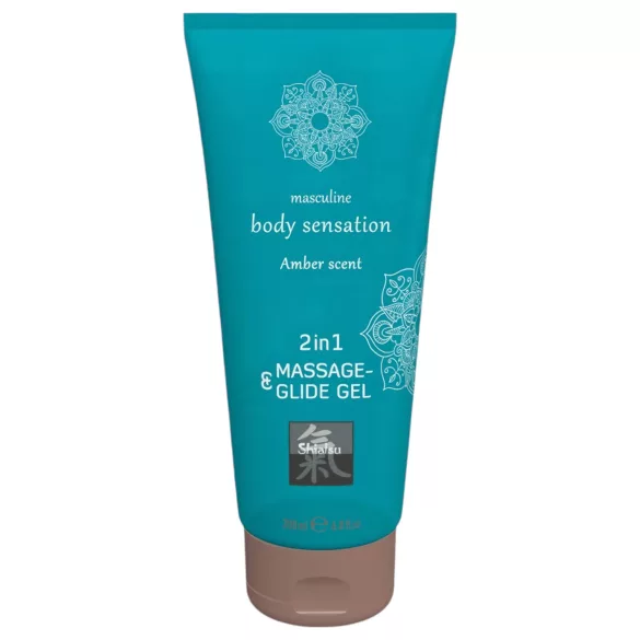 HOT - Shiatsu 2in1 Amber Scent - masszázs síkosító - amber (200 ml)