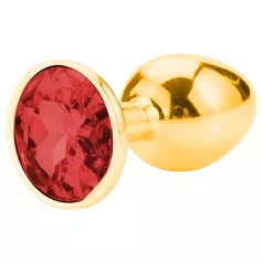 Sunfo - fém anál plug piros kővel (arany)