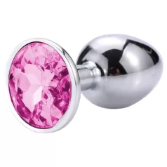 Sunfo - fém anál plug pink kővel (ezüst)
