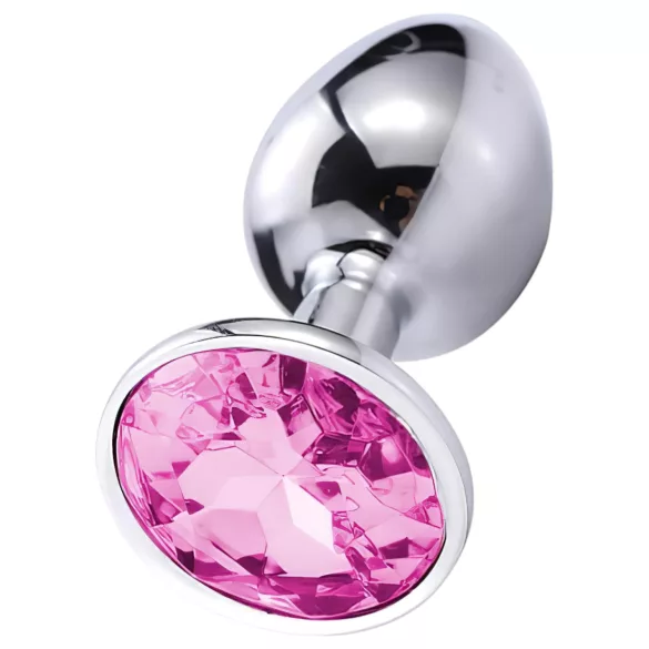 Sunfo - fém anál plug pink kővel (ezüst)