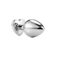   Sunfo - fém anál dildó szív alakú kővel (ezüst-fehér)