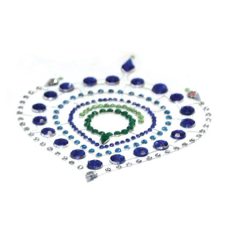   Csillogó gyémántok intim ékszer szett - 3 részes (zöld-kék)