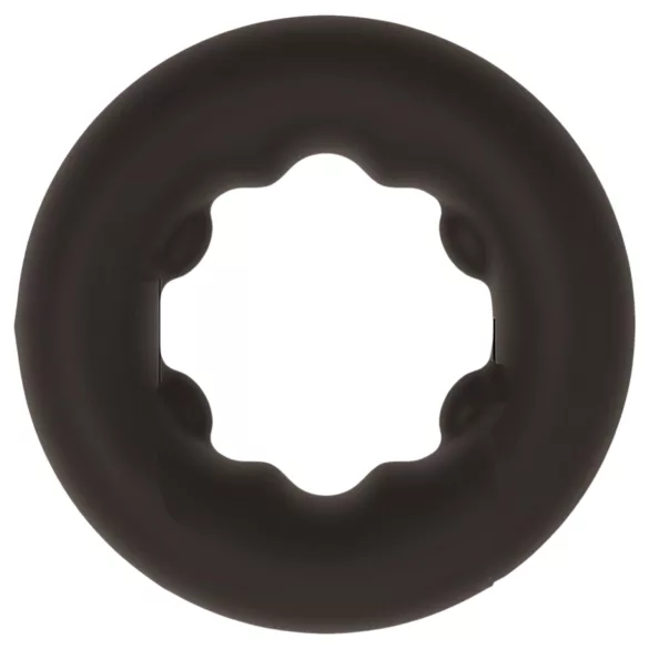 Pulselock Cocktura - pöttyös szilikon péniszgyűrű (fekete) - 27mm