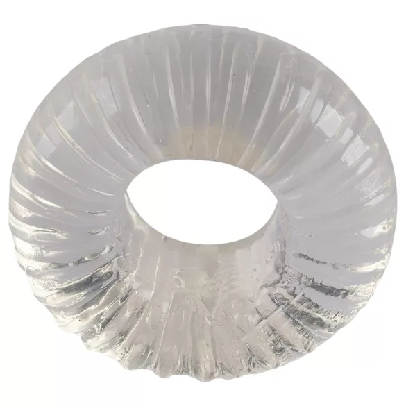 Pulselock Cocktura - bordázott TPE péniszgyűrű (átlátszó) - 19mm
