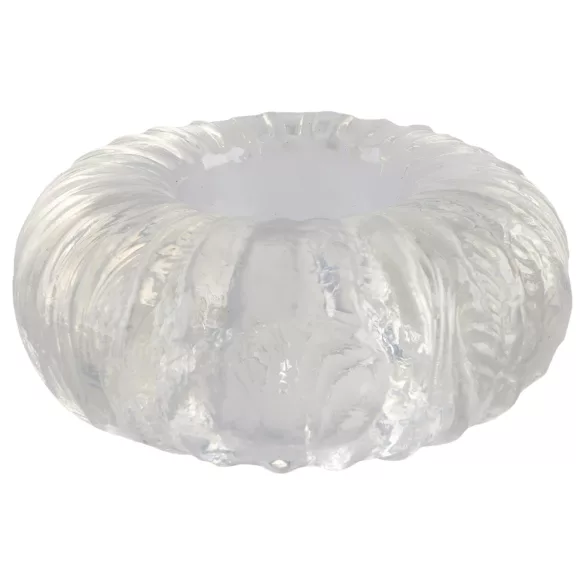 Pulselock Cocktura - bordázott TPE péniszgyűrű (átlátszó) - 19mm