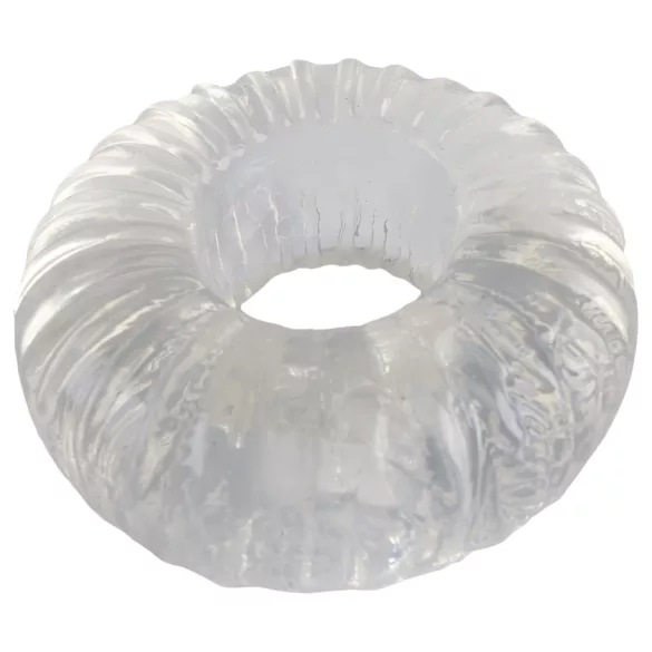 Pulselock Cocktura - bordázott TPE péniszgyűrű (átlátszó) - 19mm
