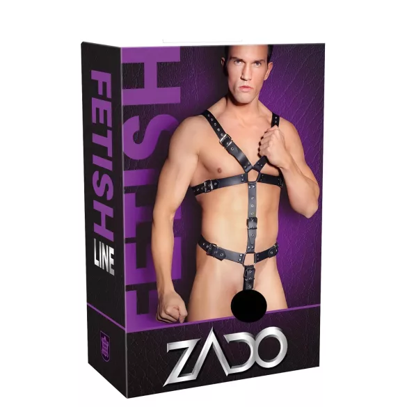 ZADO - bőr férfi testhám body (fekete, S-L)