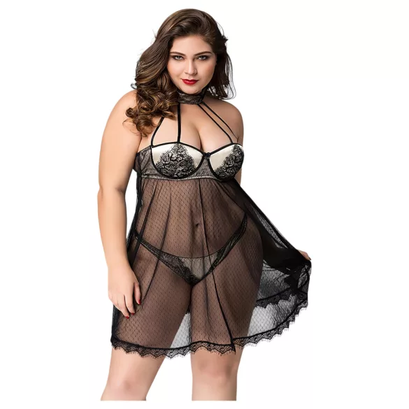 JSY 066 - fekete babydoll szett (XL-2XL)