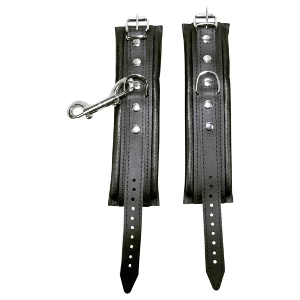 ZADO - bőr csukló bilincs és karabiner (fekete)