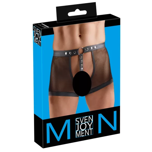 Svenjoyment - nyitott necc férfi alsó péniszgyűrűvel (fekete)
