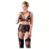 Cottelli Plus Size - csipke fehérnemű trió (fekete)
