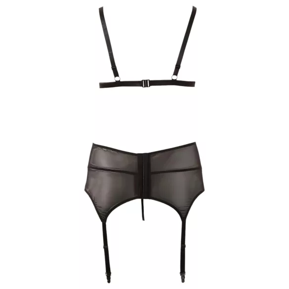 Cottelli Plus Size - csipke fehérnemű trió (fekete)
