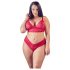 Cottelli Plus Size - puha csipke melltartó szett (piros)