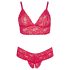 Cottelli Plus Size - puha csipke melltartó szett (piros)