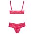 Cottelli Plus Size - puha csipke melltartó szett (piros)