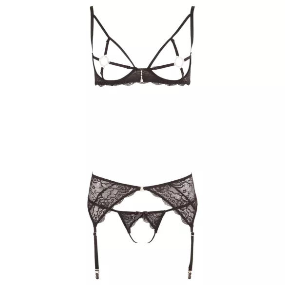 Abierta Fina - csillogó csipke varázs - melltartó szett (fekete)