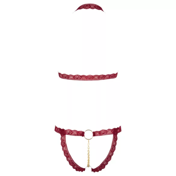 Cottelli - fém gyűrűs, nyitott melltartó szett (piros)