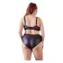 Cottelli Plus Size - keresztpántos melltartó és bugyi (fekete)