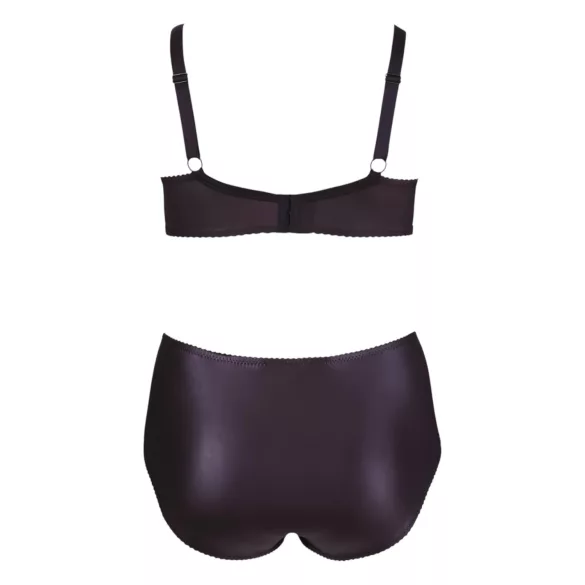 Cottelli Plus Size - keresztpántos melltartó és bugyi (fekete)