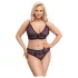 Cottelli Plus Size - áttetsző mintás melltartó szett (lila)