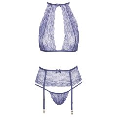 Kissable - apró gyöngyös csipke fehérnemű szett (lila)