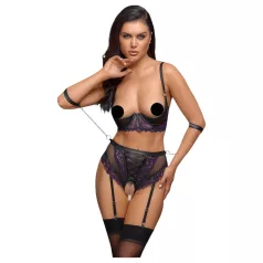   Cottelli Bondage - melltartó szett és kar bilincs (fekete-lila)