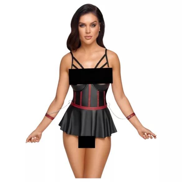 Cottelli Bondage - fényes szett és kar bilincs (fekete)