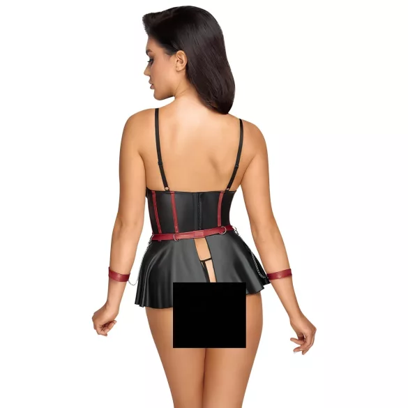 Cottelli Bondage - fényes szett és kar bilincs (fekete)