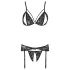 Cottelli - nyitott, csipke fehérnemű szett (fekete)