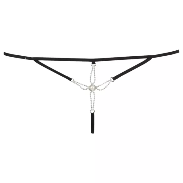 Cottelli - Strasszos női, nyitott tanga (fekete)