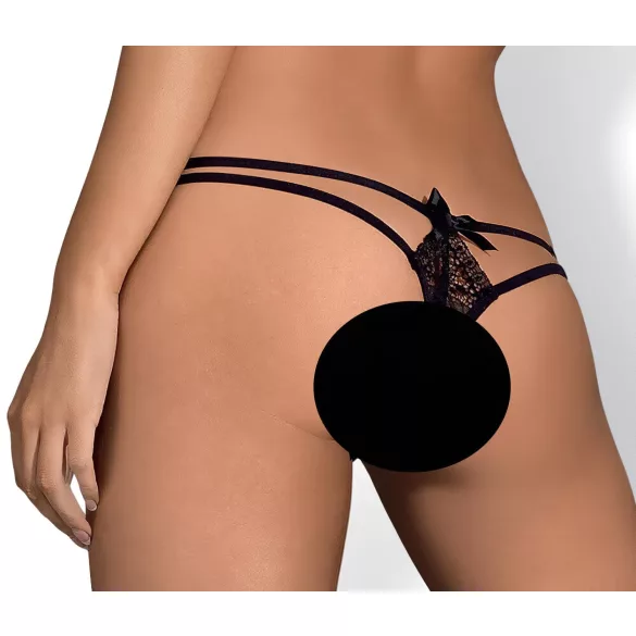 Obsessive Intensa - dupla pántos csipke tanga (fekete)